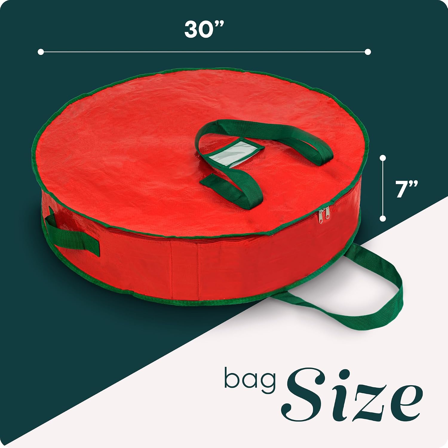 Handy Laundry Christmas Wreath Storage Container – 30 Inch Durable Tarp Storage Bag with Zipper & Reinforced Handles. Holiday Décor Organizer for Wreaths. Garlands & Seasonal Decorations. Green - Image 5