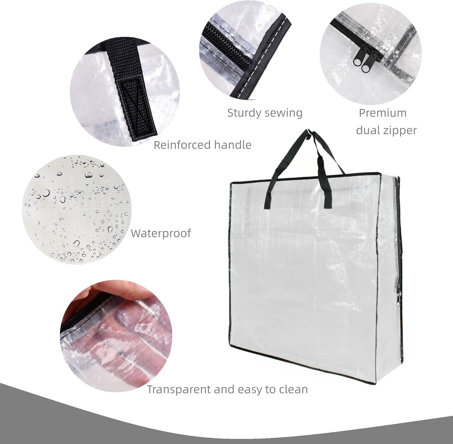 3 Pack Clear Bags with Zipper and Handles. Halloween Christmas Wreath Storage. Gift Bag Organizer. Moving Boxes Alternative. Under the Bed Storage - Image 3