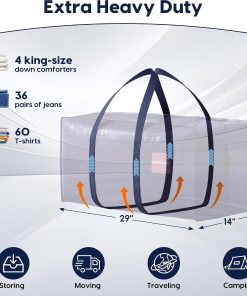 Alternative view of 6 Pack Moving Bags Heavy Duty 210GSM with Full-Open Side Zipper. 93L 220lbs Waterproof Foldable Storage Totes for College Dorm Move-In. Moving Boxes Alternative & Home Organization. Blue