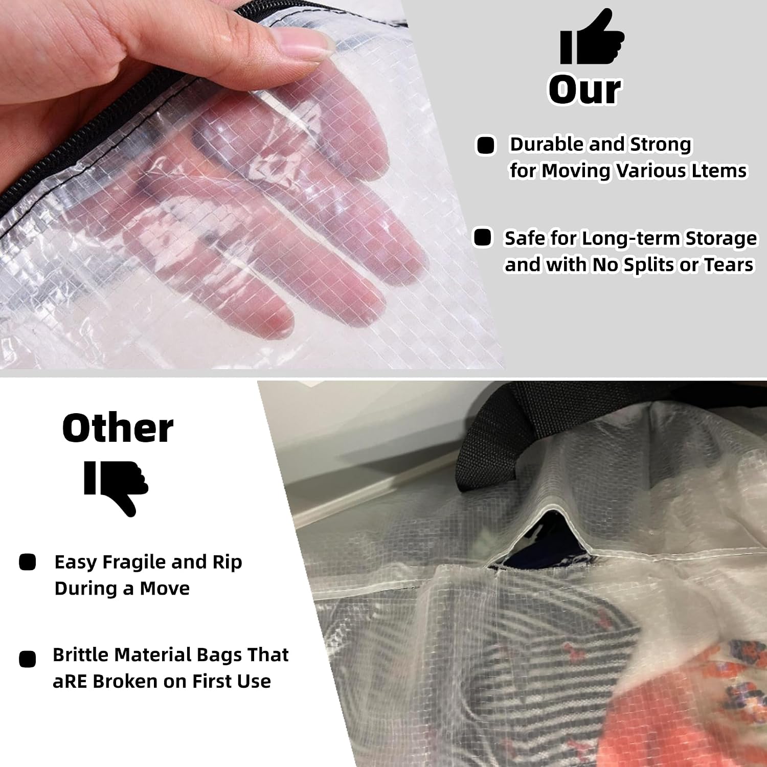 3 Pack Clear Bags with Zipper and Handles. Halloween Christmas Wreath Storage. Gift Bag Organizer. Moving Boxes Alternative. Under the Bed Storage - Image 5